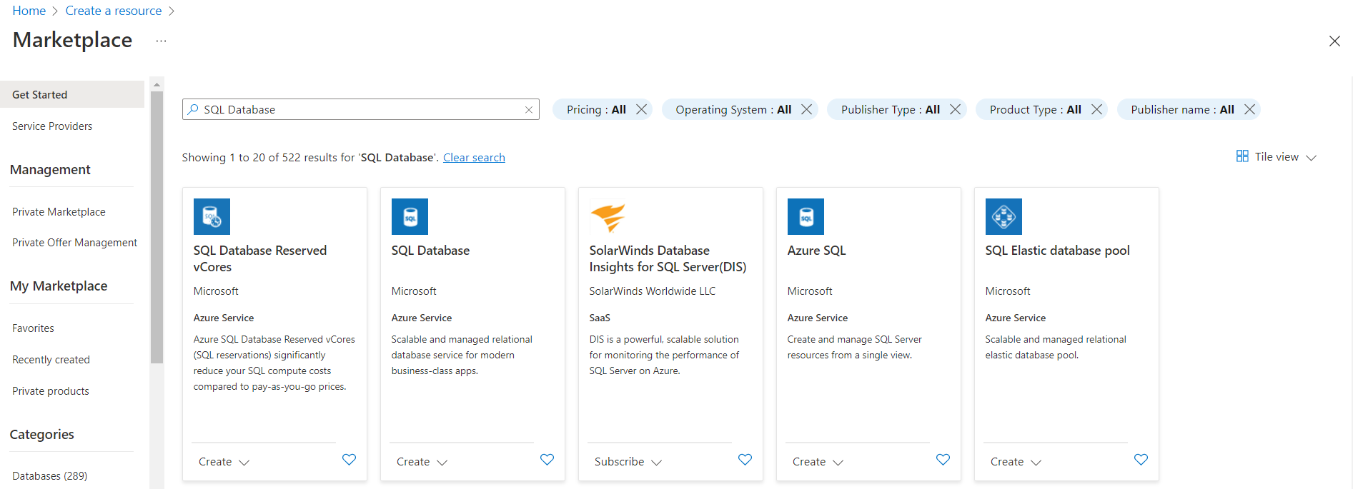 Open Azure Marketplace Again