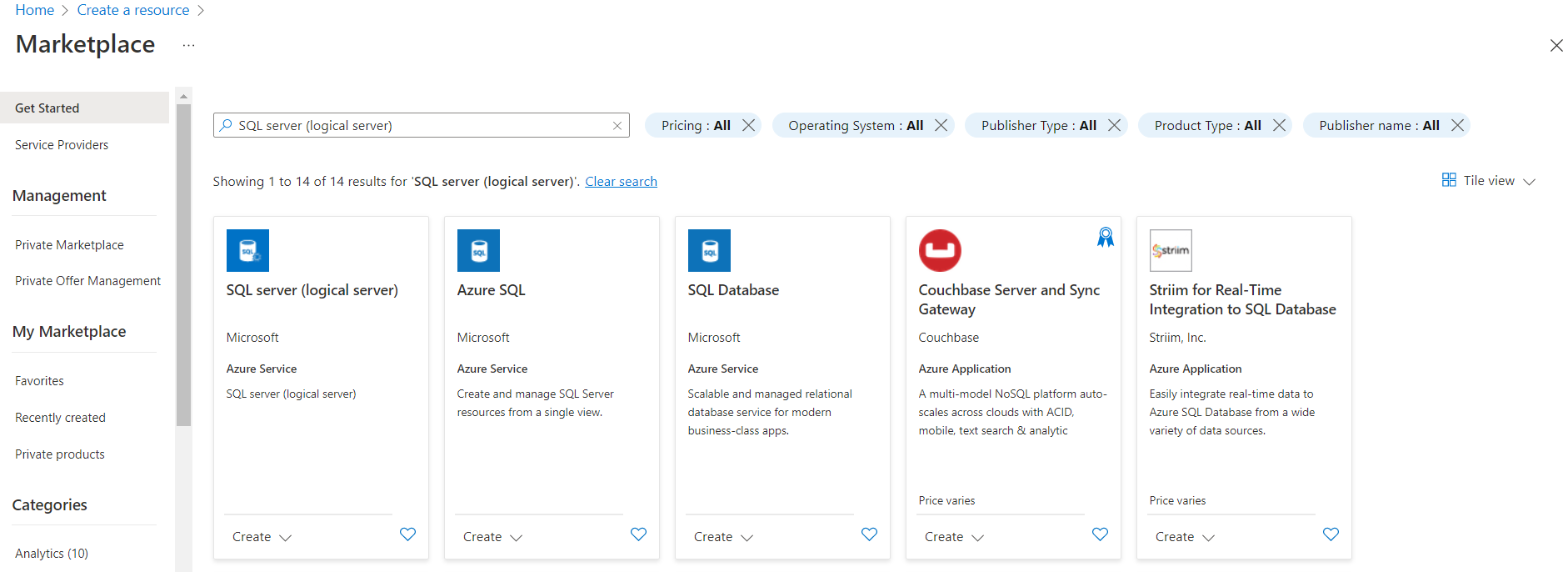 Open Azure Marketplace