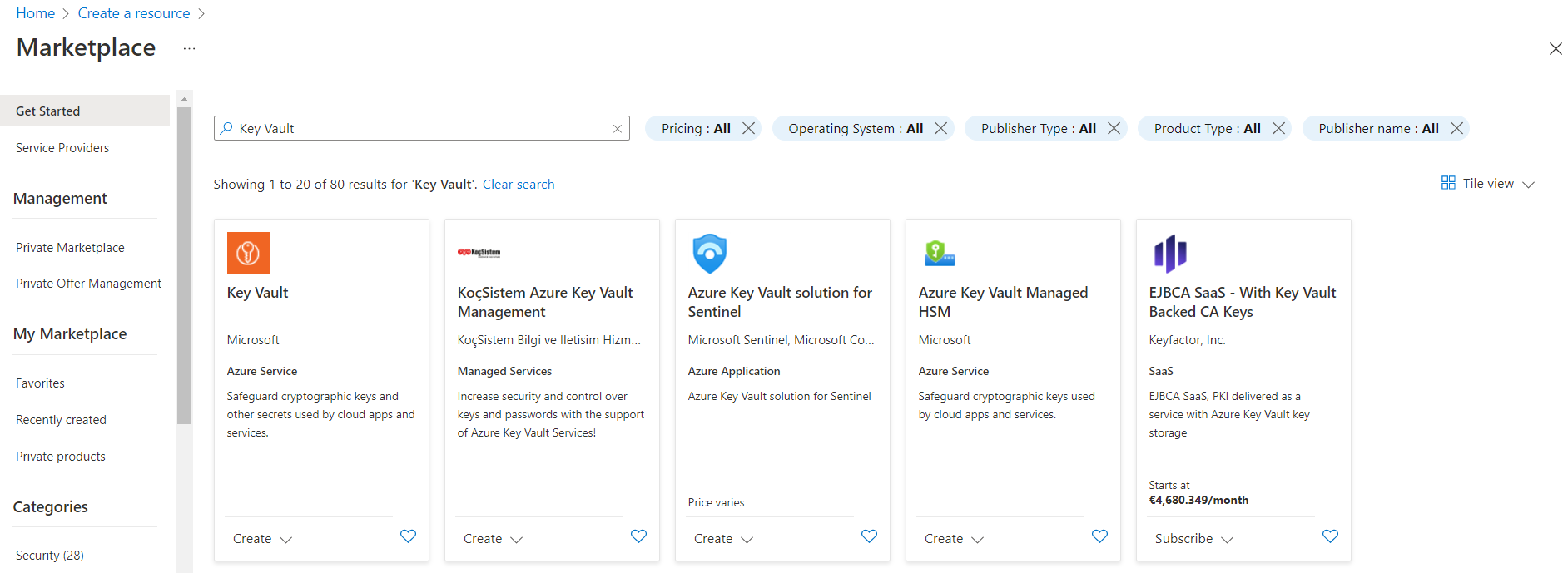 Open Azure Marketplace