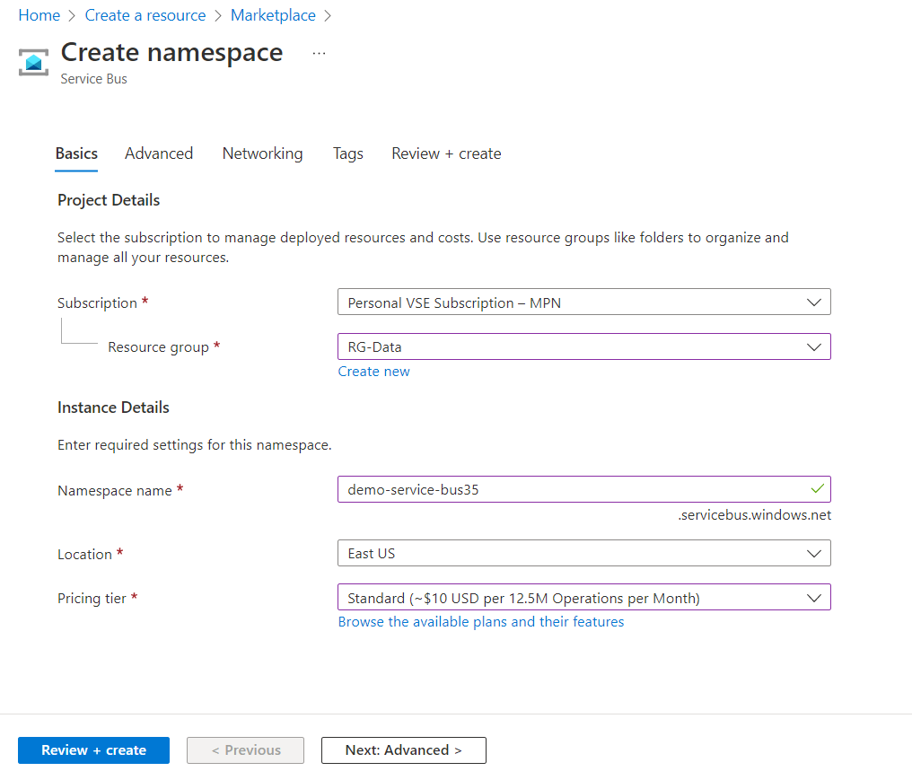 Create Service Bus