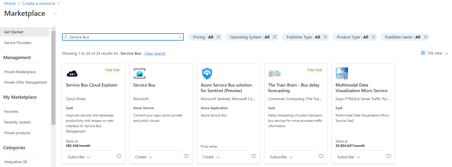 Open Azure Marketplace